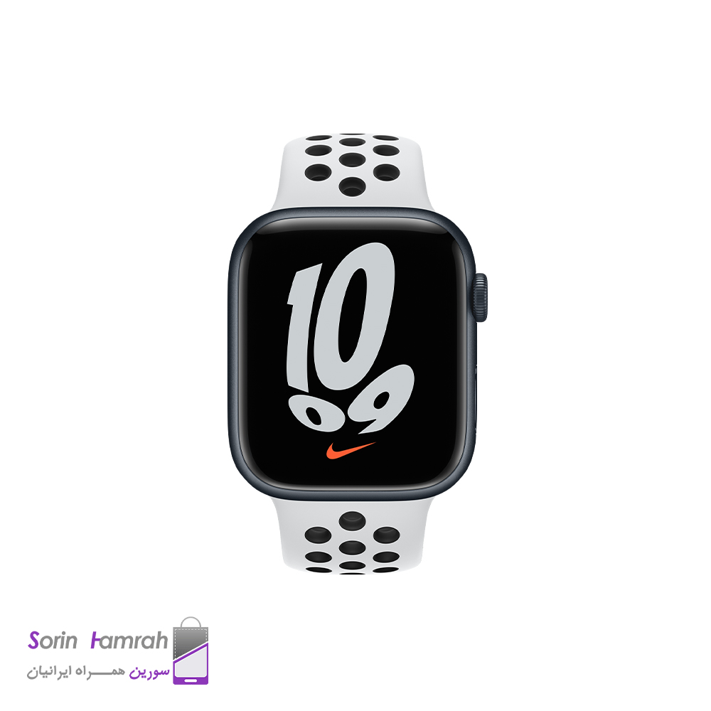 اپل واچ سری 7 مدل نایک 41mm بدنه آلومینیوم با بند سیلیکونی.